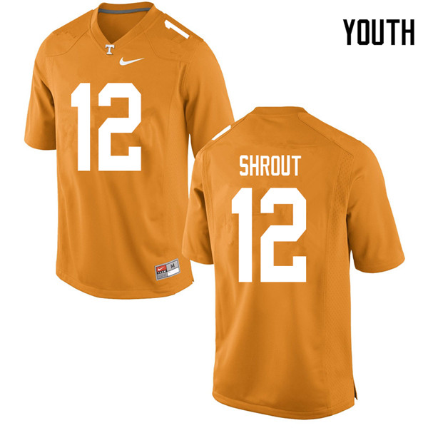 Youth #12 JT Shrout Tennessee Volunteers College Football Jerseys Sale-Orange